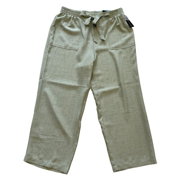 Soho Apparel Womens Wide-Leg Pants M Green Elastic Waist Tie  Flowy Lightweight - Picture 1 of 7